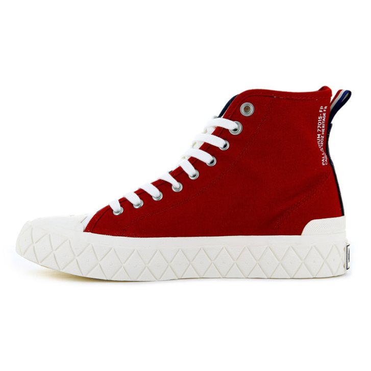 Baskets Palladium Palla Ace Tela High Tops Homme Bleu Marine Rouge | FR CPF785X